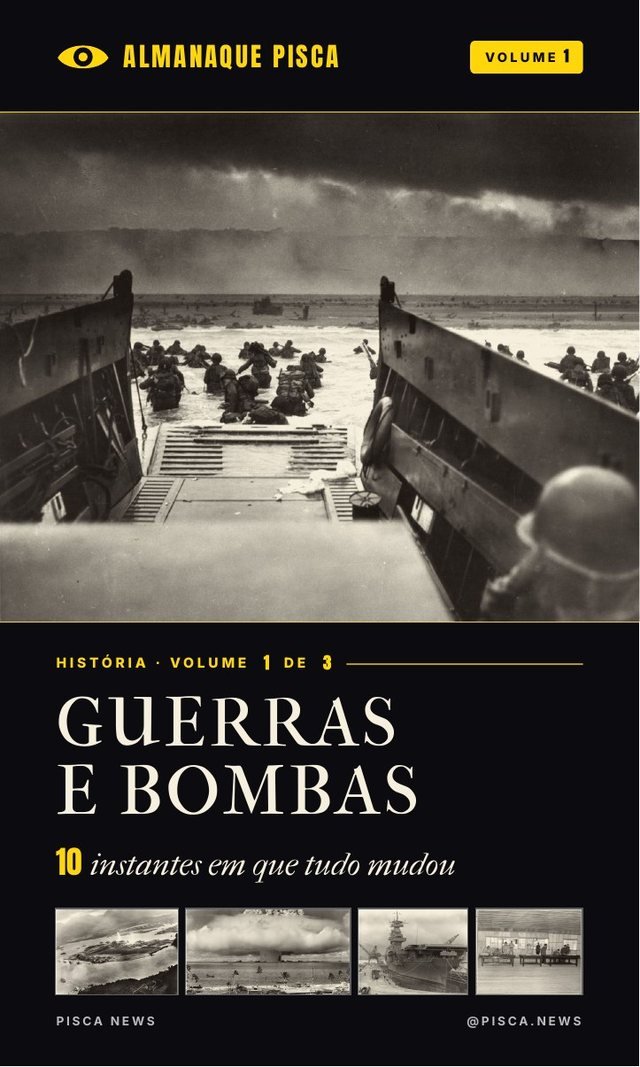 Capa do Almanaque Pisca · História, volume 1: Guerras e bombas