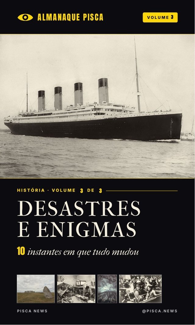 Capa do Almanaque Pisca · História, volume 3: Desastres e enigmas