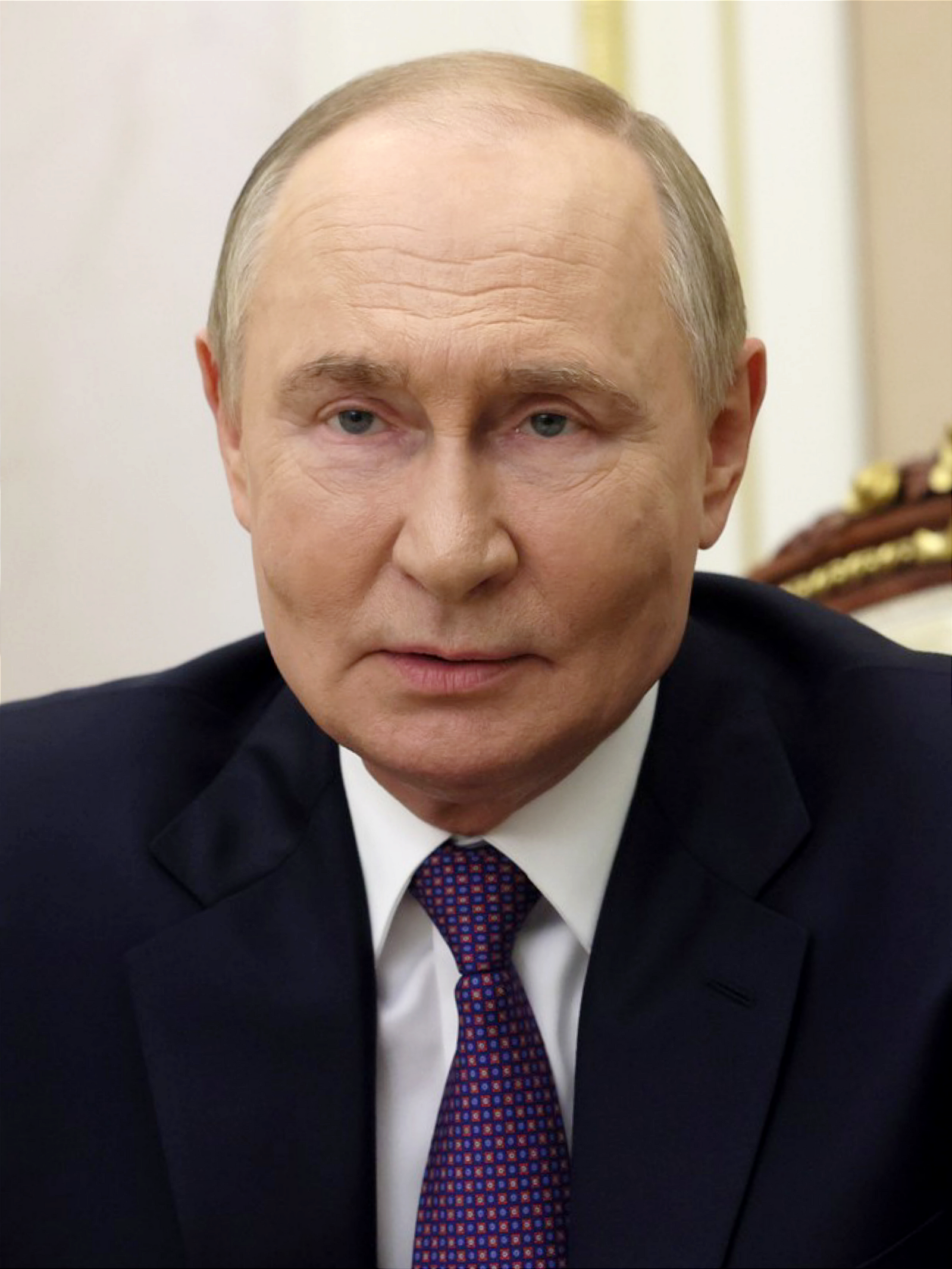 Vladimir Putin em retrato de uma mensagem oficial russa de agosto de 2025.